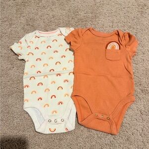 Cloud Island Rainbow and Orange Bodysuits
